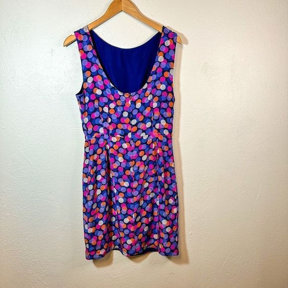 Hutch Polka Dot Scoop Back Sheath Sleeveless Silk Dress Size 8 - Picture 6 of 8